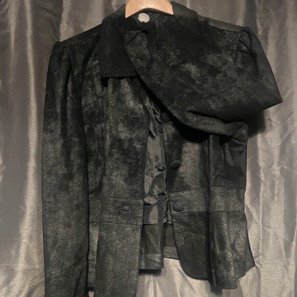 Joseph Israel Suede Black Metallic Jacket Size Large - Picture 3 of 4